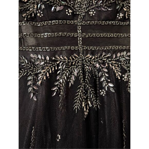 GB Size 3 Beaded Bodice Formal Gown Black Tulle Bottom Evening Special Occasion - Picture 10 of 16